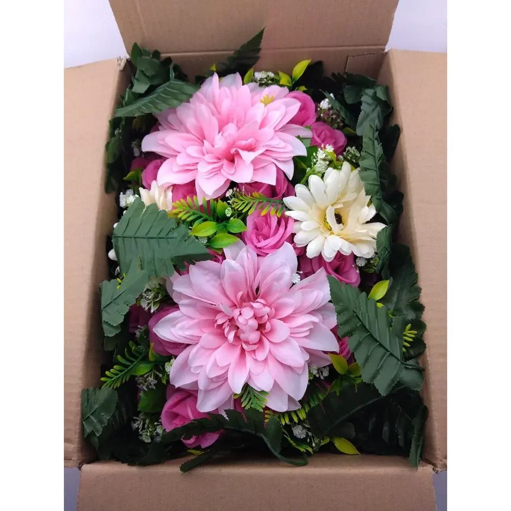 Lodou Artificial Cemetery Flower Saddles for Graves,Outdoor Dark Pink Rose